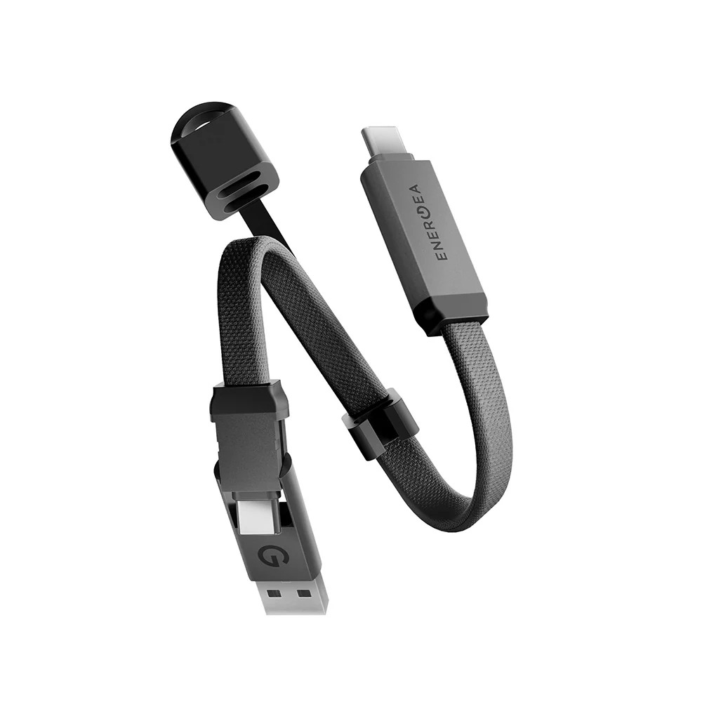 Energea Sheath Key 2-IN-1 USB-C to USB-C+ USB-A 480Mbps with 60W Cable 15CM - Gunmetal