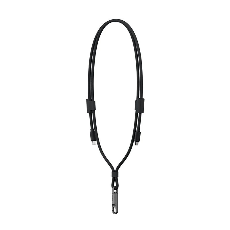 Energea Lasso 2-In-1 USB-C to USB-C 240W 480Mbps Lanyard With Charging Cable 1.5M - Black
