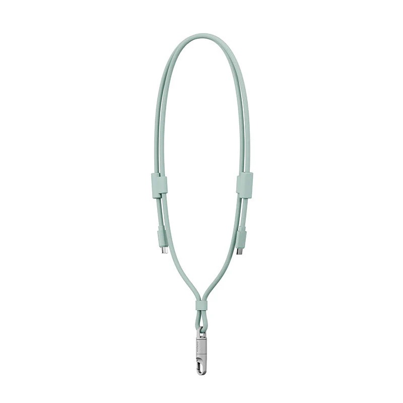Energea Lasso 2-In-1 USB-C to USB-C 240W 480Mbps Lanyard With Charging Cable 1.5M - Sage