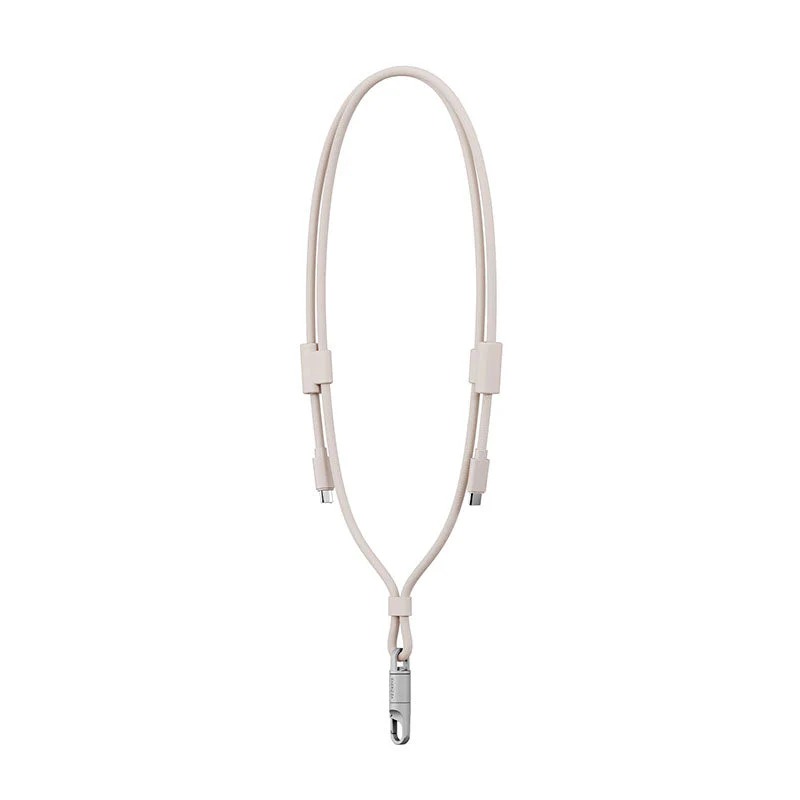 حبل تلفون مع كيبل شحن ENERGEA Lasso 2 في 1 USB-C إلى USB-C بقوة 240 واط و480Mbps بطول 1.5 متر – رملي