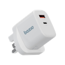 شاحن جداري Bazic GoPort Velox بقوة 35 واط PD بمنفذ USB-C ومنفذ USB-A – أبيض