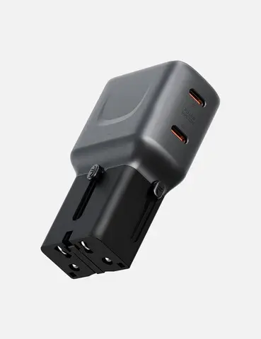 Energea TravelGo 2 Port USB-C 45W PD Travel Adapter - Gunmetal Black