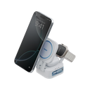شاحن لاسلكي مغناطيسي قابل للطي 3 في 1 Bazic GoMag Station Mini لشحن Apple Watch و AirPods – أبيض