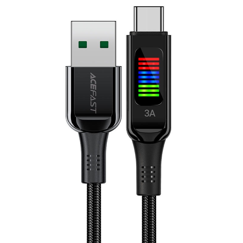 AceFast9 C7-04 USB-A to USB-C zinc alloy charging data cable with display