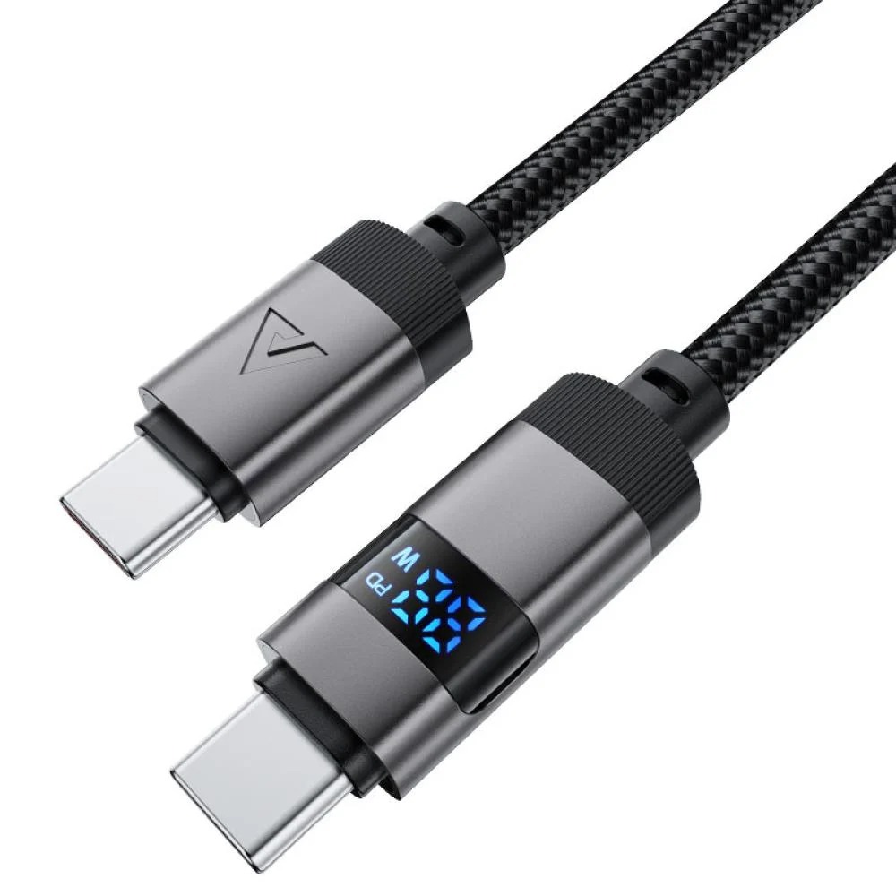 AceFast C15-03 USB-C to USB-C zinc alloy digital display braided charging data cable