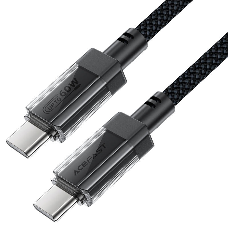 AceFast C12-03 USB-C to USB-C transparent shell stainless steel charging data cable