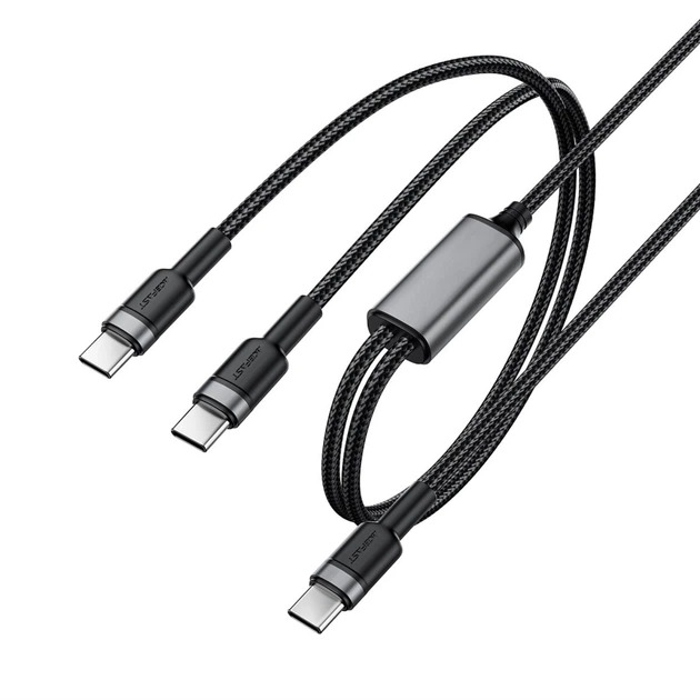 AceFast C22-02 USB-C to 2*USB-C 100W aluminum alloy charging data cable