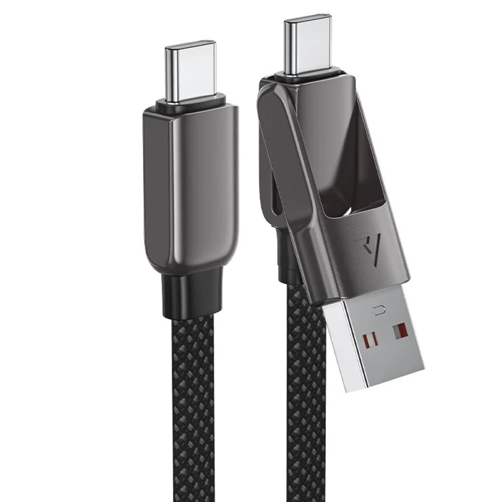 كيبل ACEFAST C13-05 من USB-C إلى USB-A / USB-C بسرعة 480Mb/s و 3A (0.2 متر) أسود