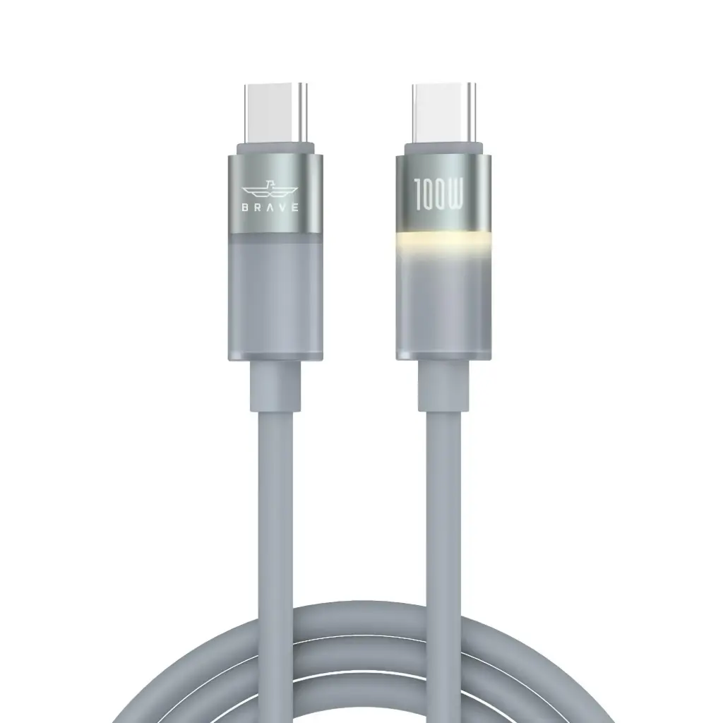 كيبل BRAVE FlexCharge Pro BDC-52 من USB-C إلى USB-C بقوة 100W للشحن السريع ونقل البيانات