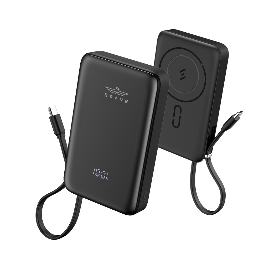 باور بانك لاسلكي BRAVE Magpow Ultra سعة 10000mAh أسود
