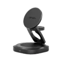 Energea AluMag Gyro 3 in 1 Foldable 25W Wireless Charger With 360 Rotating Base - Gunmetal