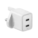 Energea Ampcharge Dual Port USB-C GaN 40W Wall Charger - White 